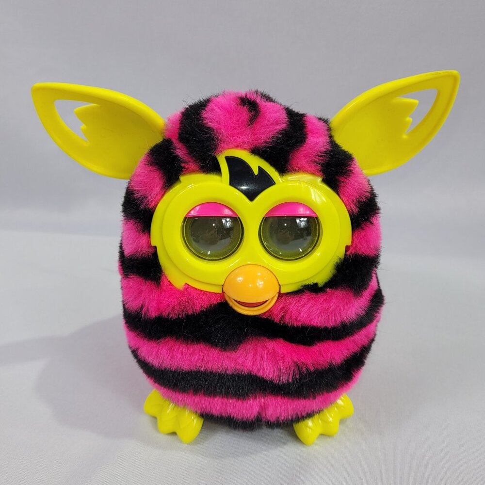 Furby Boom 2013 Black Yellow Pink Striped Electronic Toy Interactive Pet